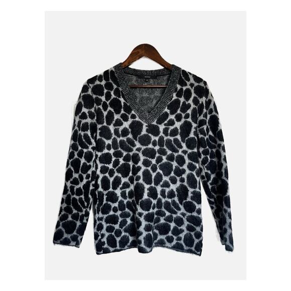 Gucci Leopard Effect V Neck Mohair Sweater Black Gray XS - Picture 2 of 10